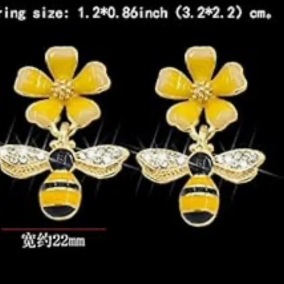 Bee Stud Gold Plated Dangle Drop Earrings for Women Jewelry - Picture 9 of 9